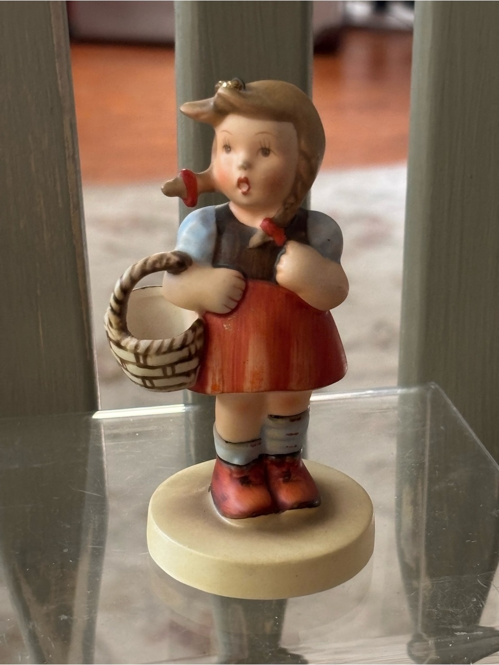 Schmid.  Hummel Girl Figurine in Red Dress